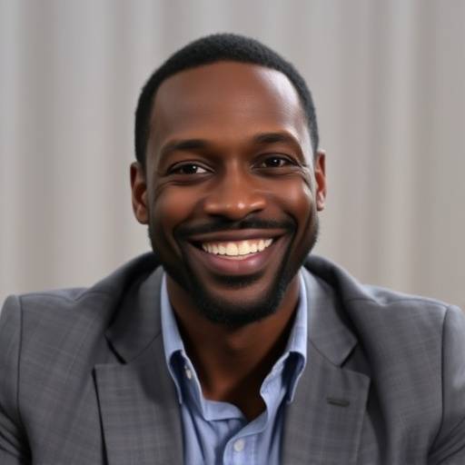 Portrait souriant d'Omar Sy lors d'une interview pour la promotion de son nouvel album.